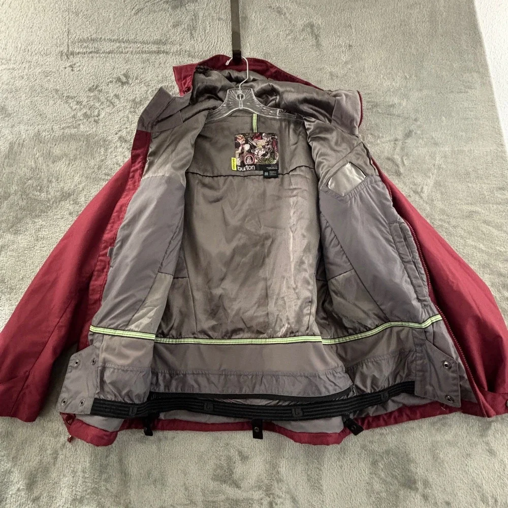 Burton Recruit Dryride Snowboard Jacket Womens M Maroon Red‎ Zip Hooded Pockets